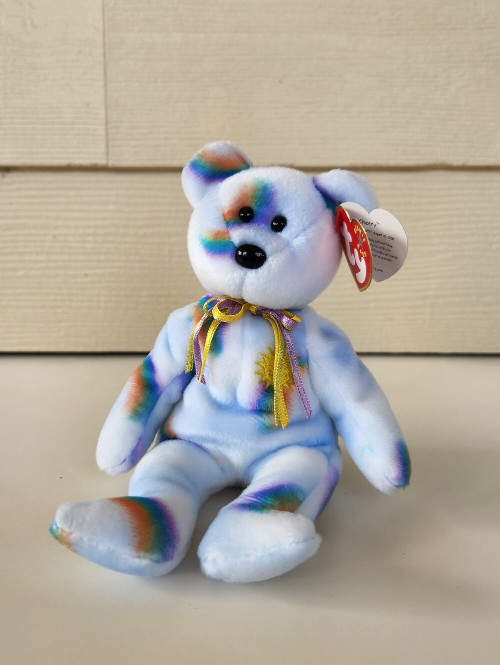 3/$15 – Ty Plush Bear named CHEERY with Rainbows, Clouds, and Matching Bows, NWT